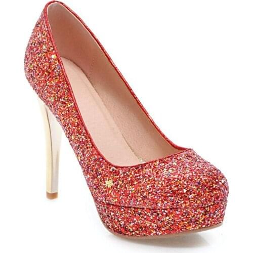 The spring of 2018 the new sequins ultra-high marry fine with waterproof table 33-43 yards single shoes 1846