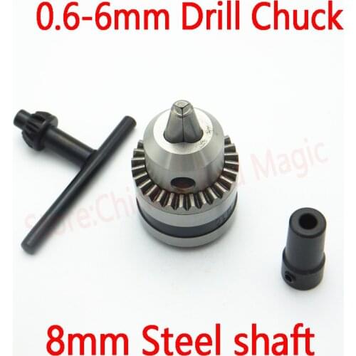 New Electric Motor Drill Chuck 0.6-6mm Mount B10 Taper with 8mm Steel Connector Rod Motor Shaft Model Power Tools