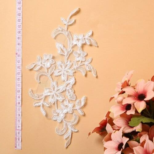 Wholesale Off white Flower Bridal Venice Lace Fabric Sewing Trim Pathes Cheap Lace Applique wedding accessories