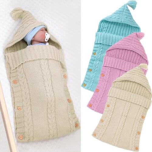 0-6M Baby Newborn Swaddle Wrap Knitted Baby Receiving Blanket Bedding Casual Infant Sleeping Bags