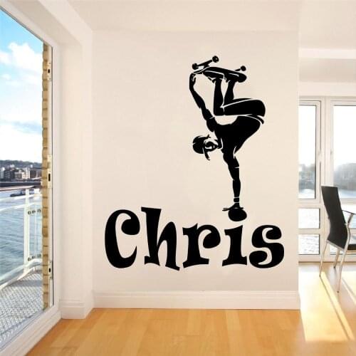 Personalized Name Skateboarding Wall Art Decal Skateboard Sports Sticker For Home Living Decoration Removable A002789
