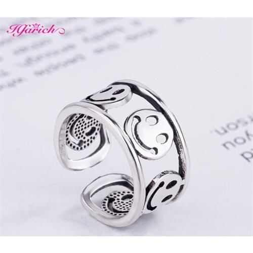 Retro Exquisite Cute Multi Smiley Ring Korean Creative Female Resizable Open Rings for Women Party Gifts Jewelry Accessories