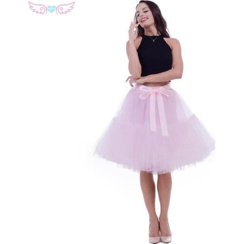 Kephy Pink Midi Skirts princess girls Tulle Skirt Wedding Tutu Skirts Womens Petticoat 2017 Autumn faldas saia jupe