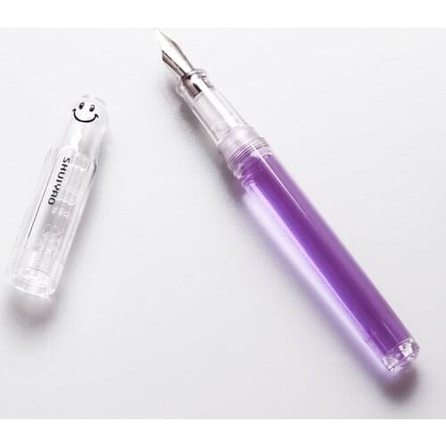 Cute Smile Demonstration Fountain Pen EF F Nib Transparent Pens for Writing Painting Student Stationery School Office Supplies