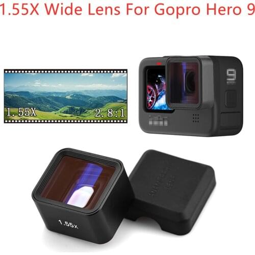1.55X Wide Lens For Gopro Hero 9 Black Wide-angle Anamorphic Filter Video Widescree for Gopro 9 Action Camera Accessories