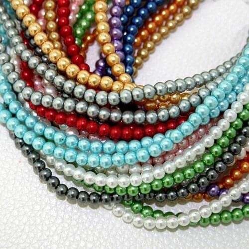 Wholesale Round Ball Loose Glass Pearl Spacer Bead 4mm White Black Green Red Indigo Mixed For Jewelry Making Craft DIY