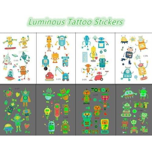 Tattoo Stickers Luminous Child Kid Temporary Fake Tattoos Glow Paste on Face Arm Leg for Children Body Art Mermaid Sticker