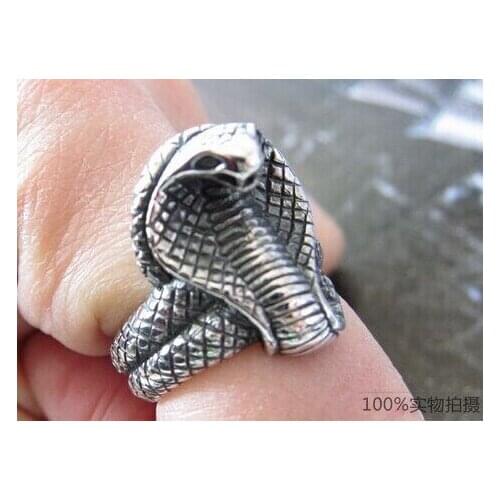 Thai ultra-domineering rings sterling silver ferocious king cobra red snake ring personality influx of people ring