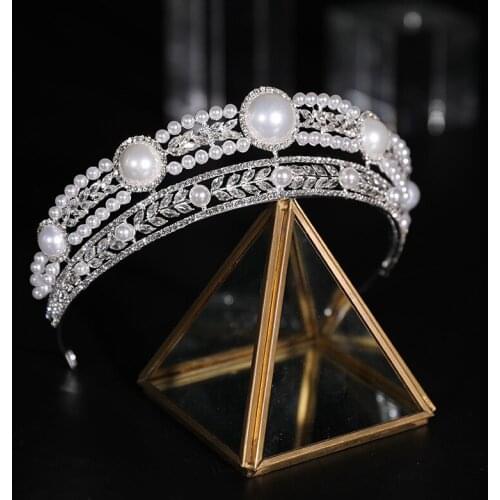 Bridal tiara Pearl rhinestone Baroque wedding accessories European wedding band tiara tiara bridal tiara