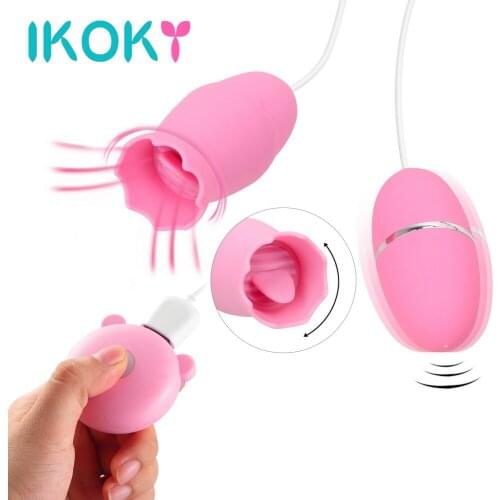 IKOKY Tongue Vibrator Nipple Sucker Clitoris Licking Stimulator Sex Toys for Woman Breast Enlarge Massager Masturbator 10 Speed