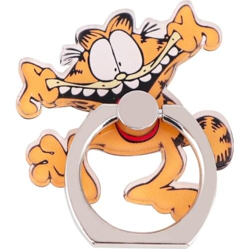 X2276 Cartoon Funny Yellow Cat Universal Ring Metal Phone Accessaries Rotating Ring Bracket Lazy Desktop Anti-fall Bracket Gifts
