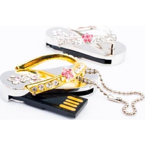 Jewelry 32GB 64GB Crystal Shoes Necklace Gift 8GB 16GB USB Stick Pendrives Flash Drive USB 2TB Memory Card Disk On Key 1TB 2.0