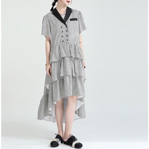 2021 New Summer Fashion Ladies Dresses Elegant Irregular Women Dress Print Loose Casual High Quality Female Dresses T21