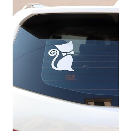ZTTZDY 10x15.6CM Bow Tie, Kitty Car Sticker Lovely Cat Vinyl Decal Black/Silver ZJ4-0044