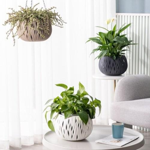1PC Flower Plant Pot Indoor Resin Desktop Flowerpot Hanging Planter For Home Office Balcony​ Home Decor