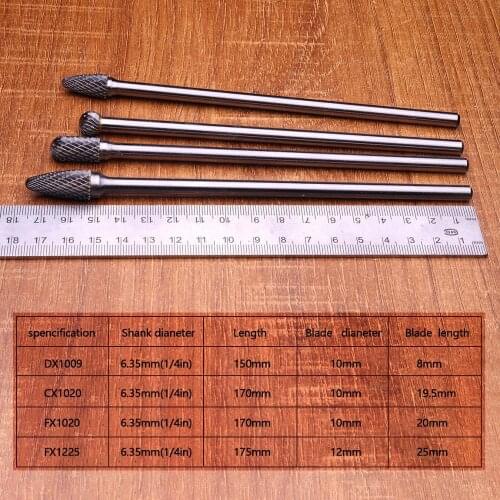 1Pcs 1/4" 6.35mm Shank Tungsten Carbide Burr Bits Rotary File HRC70 Engraving Tool Set For Metal Wood Plastics Power Tool