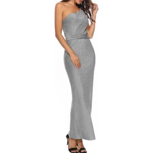 2021 Slim Backless Sexy Dress Women Bodycon Midi Party Dress Elegant One Shoulder Elastic Sleeveless Bandage Dresses