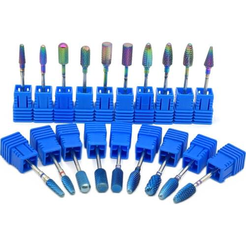 5Type Dental Tungsten Blue Rainbow Carbide Nail Drill Bit Electric Nail Mills Cutter for Manicure Machine Nail Files Accessories
