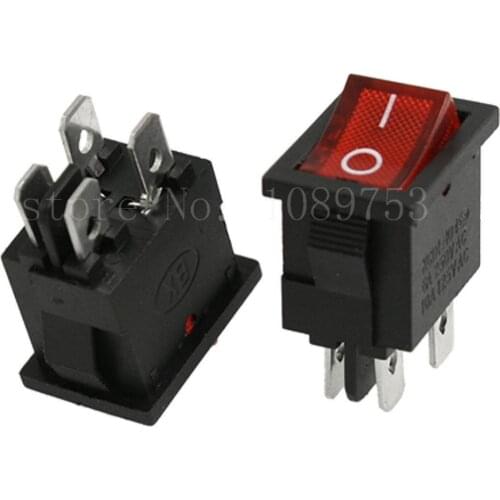 50pcs Red Light 4 Pin DPST ON-OFF Snap In Boat Rocker Switch 6A 250V 10A 125V AC
