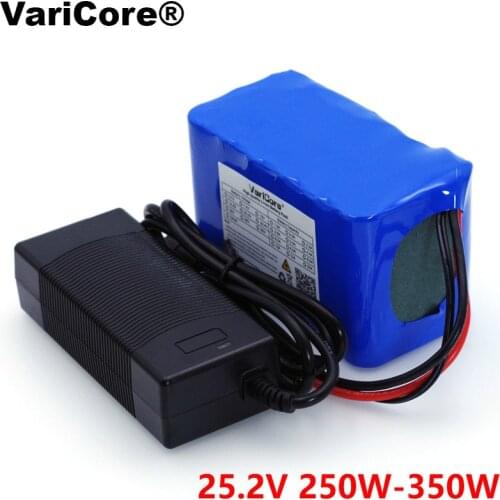 VariCore 24V 6s 4A 6A 8A 10A 18650 battery pack 25.2V 12Ah Li-ion battery for bicycle battery 350W E bike 250W motor+Charger