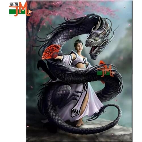 5D Diy Diamond Painting Animal Dragon Full Square Cross Stitch Diamond Embroidery Woman Anime Art Round Drill Decor Needlework