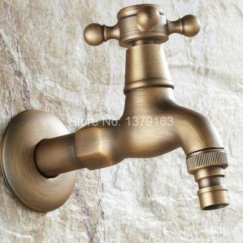 Antique brass Wall Mounted Mop Water Tap Garden Washing Machine Copper Faucet aav101