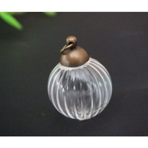 Free ship!! 18mm DIY ball shape glass globe pendant with bronze cap MINI glass vial necklace pendant jewelry