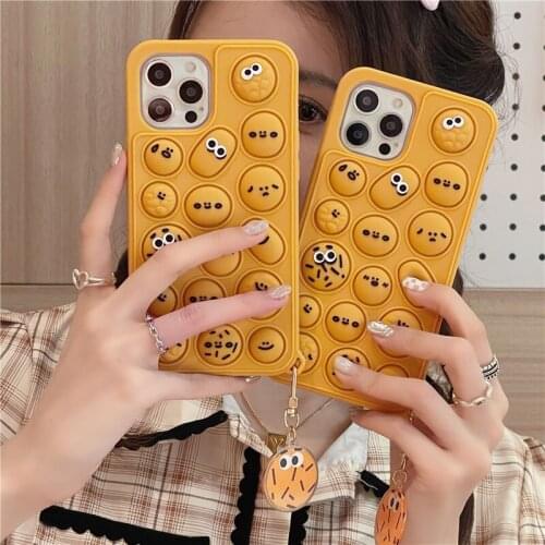 Cute Girly Cookies Bears Anti Stress TPU Phone Case For iPhone 6 7 8 Plus X XR XS 11 12 Pro Max Silicone Pendent Soft Shell Capa