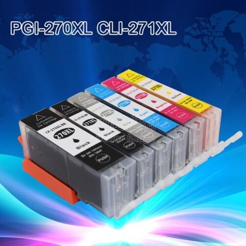 XIMO 6 PACK PGI-270XL CLI-271XL GY Compatible for Pixma MG7720 TS8020 TS9020