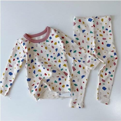 Baby Clothes Boys Sleeper Wear 2PCS Top Shirt+ Long Pant Soft Colorful Geometry Korean Home Wear Newborn Set Girls Clothing