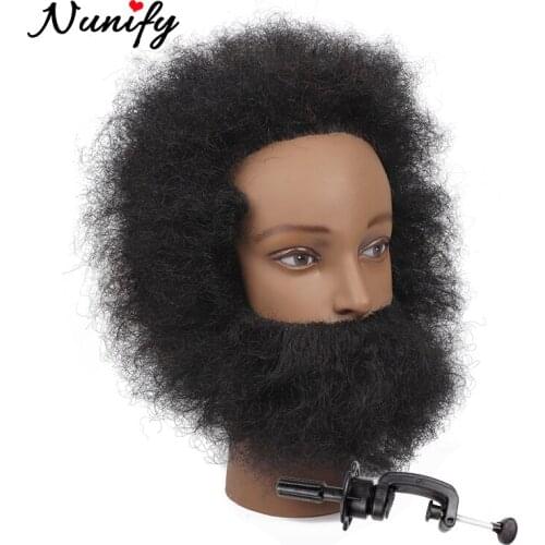 Nunify Brown Mannequin Head Hair Training Afro Mannequin Heads Beard Barber Hairdressing Manikin Doll Head For Beauty School