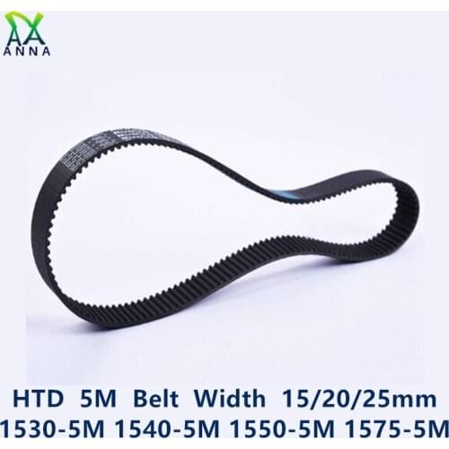 HTD 5M synchronous Timing belt C=1530/1540/1550/1575 width 15/20/25mm Teeth 306 308 310 315 HTD5M 1530-5M 1540-5M 1550-5M 1575-5