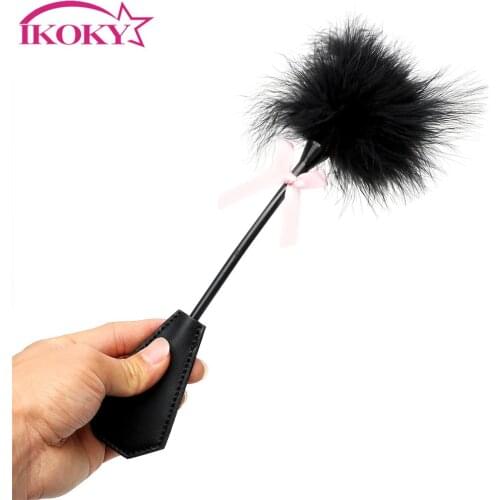 IKOKY Fetish Sex Whips Adult Game Clit Stimulation Horse Whip Slave Flogger Leather Spanking Paddle SM Sex Toys for Couple