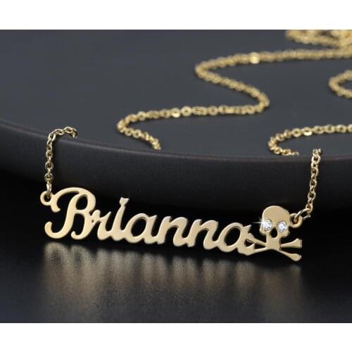 Custom Personalized Skull Name Necklace Stainless Steel Customized letter Iced Out Bling Pendants For Women Glamour Jewelry Gift