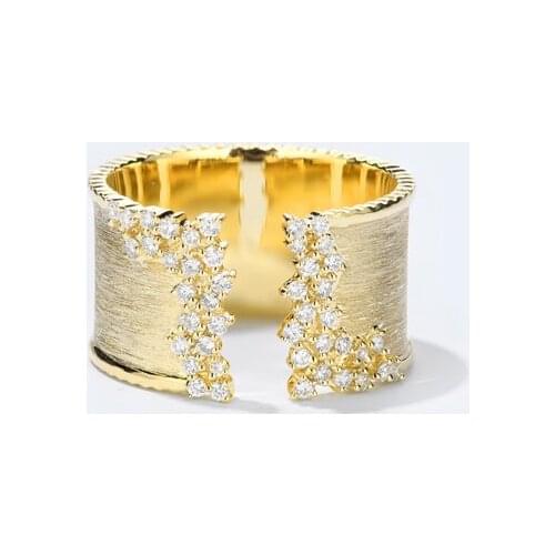 Exquisite Gold Color Open Adjustable Rings For Women 2021 Trend Charm Matte Surface With Small Zirconia Jewelry Rings Wholesale