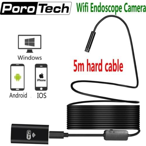 Newest Wifi Endoscope camera Android IOS Boroscope Camera 5m hard cable 8mm Wireless Waterproof Iphone Endoscope Camera 8 LEDS