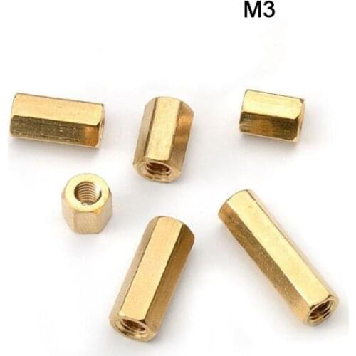 Columns Hexagonal Isolation Post 5pcs M3 Double Pass Copper Column Flat Head Hollow Copper 16mm-60mm Length High Quality