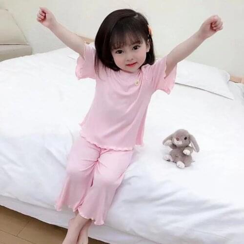Toddler Baby Girl Summer Clothing Sets Kids Flower Ice Silk Thin Top and Loose Pants 2 Pieces Kids Homewear Clothes Girls 8 9 6
