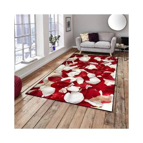 Red White Pink Floral Love Bed Sheet 3d Printing Pattern Non-slip Microfiber Living Room Decoration Modern Washable Door Mat