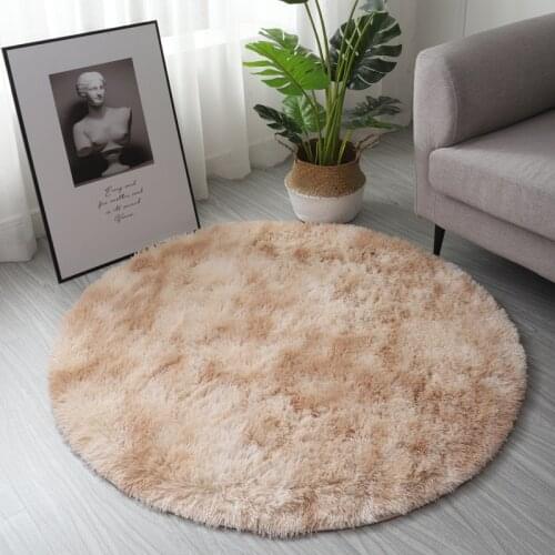 Round Plush Carpet For Living Room Fluffy Anti-Slip Rug Thick Bedroom Decor Carpets Floor Soft Skin-Friendly Shaggy Lounge Mat