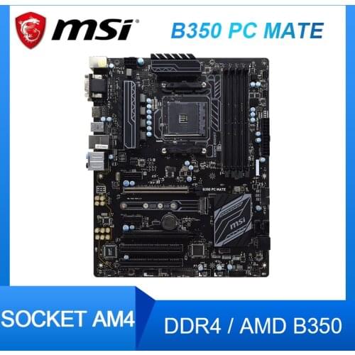 MSI B350 PC MATE Desktop Motherboard Socket AM4 DDR4 AMD B350 DDR4 64GB Ryzen PCI-E 3.0 USB3.1 M.2 B350 ATX Motherboard