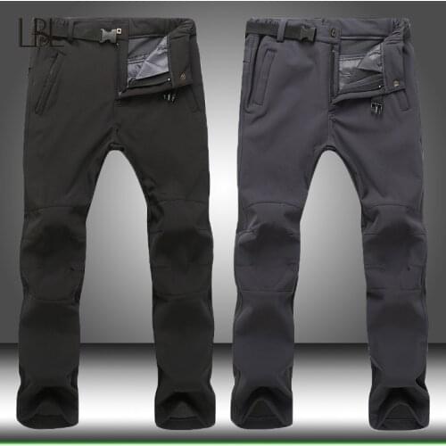 Men Casual Tactical Military Pants Mens Winter Thick Warm Fleece Shark Skin Trousers Male Stretch Waterproof Outdoor Sweatpants