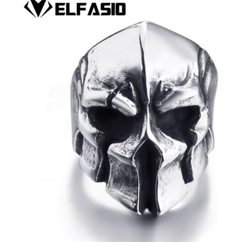 Mens Boys Spartan Warrior Helmet Silver Tone Stainless Steel Ring Retro Jewelry
