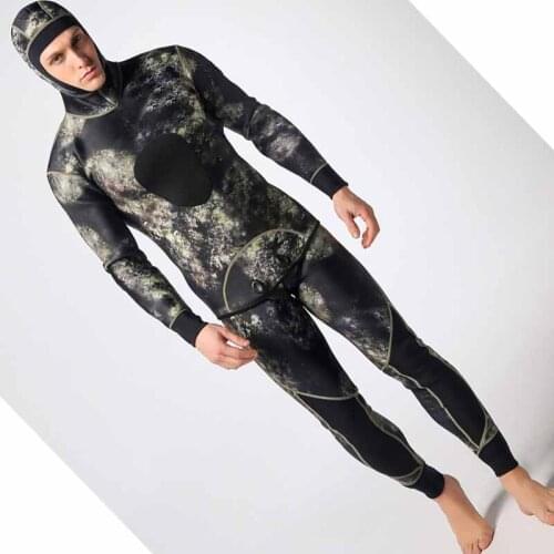 Men thicken 3mm two-piece camouflage diving suit snorkeling suit warm surfing winter swimming suit with cap fishing clothes