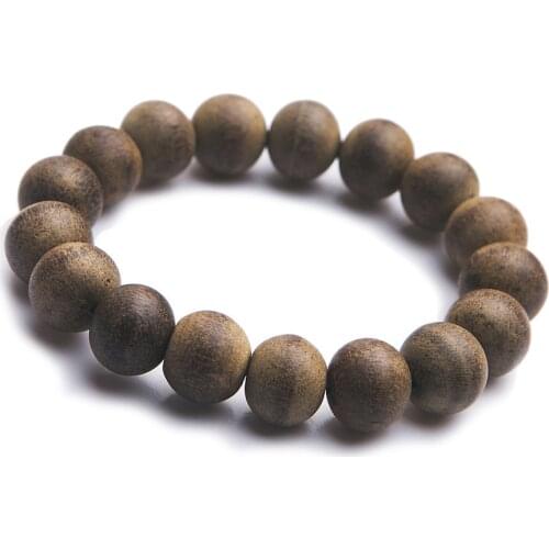 12mm Natural Fragrant Agilawood Aloeswood Bracelet Men Anniversary Gift Prayer Round Wood Beads Charms Stretch Wood Bracelet