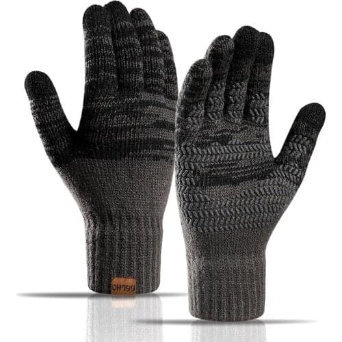 Touch Screen Gloves for Winter Wool Knitted Mens Gloves Female Warm Mitten Outdoor Driving Cold-proof Glove Guantes Mitt