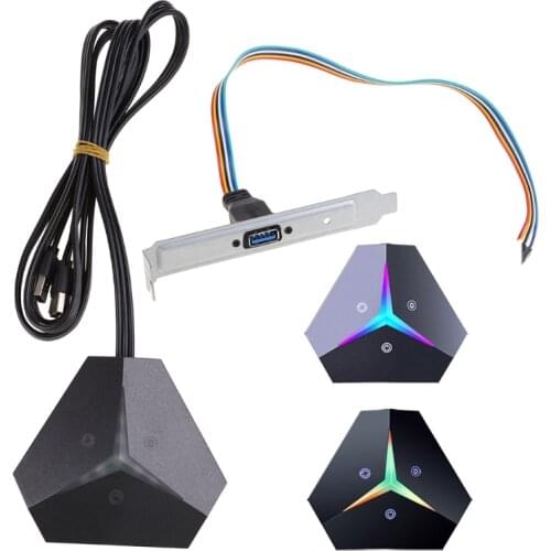 87HA Desktop Computer Switch RGB Light Touch Restart Power on Effect External Host Power Supply 2xUSB2.0 Fast Connecting
