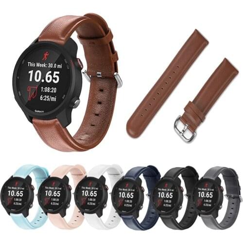 20mm 22mm Calf Leather Band Strap for Garmin Forerunner 645 645M 245 245M for Venu Sq/ Vivoactive 3 Music watchband