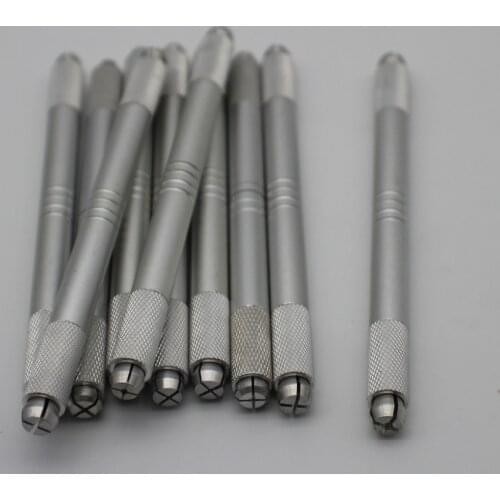 10 Pcs Two Used Microblading Pen Eyebrow Manual Tattoo Pen Permanent Makeup Needle Handmade Handle Tool 3D Cosmetic Tattoo