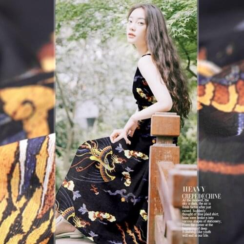 1 Meter Long Feifeng Dance Silk Linen Retro Digital Printing Fabric Cloth Blended